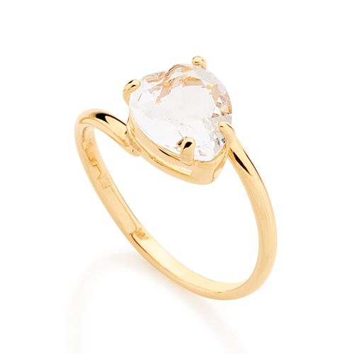ANEL SOLITÁRIO BANHADO A OURO 18K COM CRISTAL