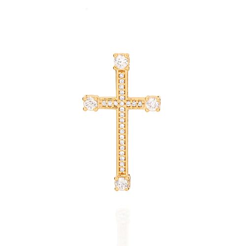 PINGENTE BANHADO A OURO 18K CRUZ COM ZIRCÔNIAS