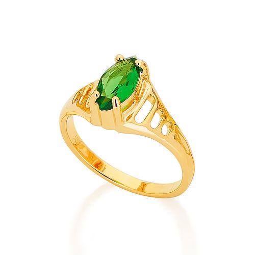 ANEL SOLITÁRIO BANHADO A OURO 18K COM ZIRCÔNIA