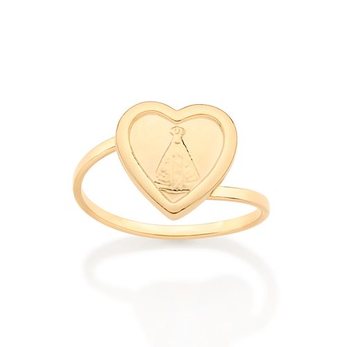 ANEL SKINNY NOSSA SENHORA APARECIDA BANHADO A OURO 18K