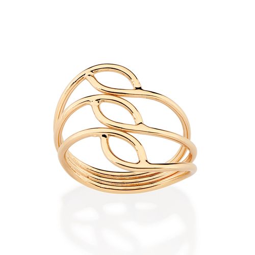MAXI ANEL ARO TRIPLO VAZADO BANHADO A OURO 18K
