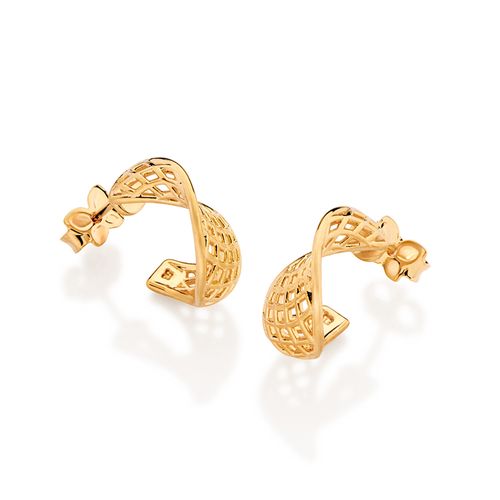 BRINCO MEIA ARGOLA TORCIDO BANHADO A OURO 18K