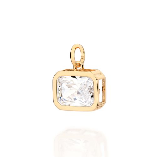 PINGENTE OCTAGONAL BANHADO A OURO 18K COM ZIRCÔNIA