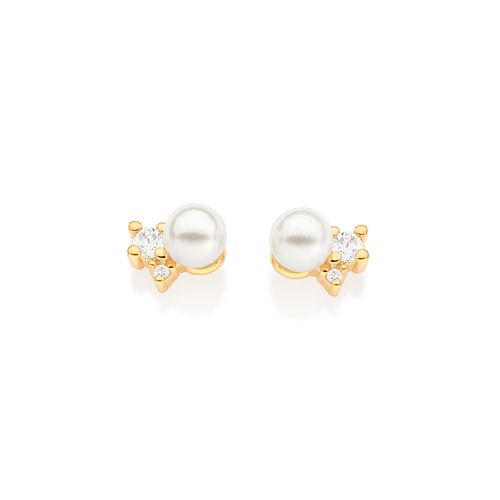 BRINCO BANHADO A OURO 18K COM ZIRCÔNIAS E PÉROLAS