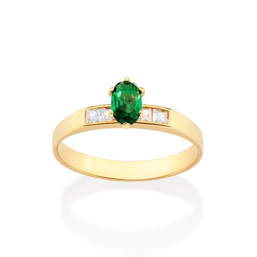 ANEL SOLITÁRIO FORMATURA BANHADO A OURO 18K COM ZIRCÔNIAS