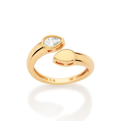 ANEL GOTAS BANHADO A OURO 18K COM ZIRCÔNIA