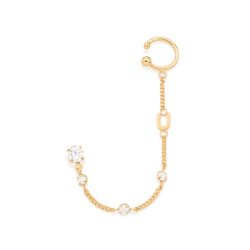 BRINCO COM PIERCING DE PRESSÃO LETRA BANHADO A OURO 18K COM ZIRCÔNIAS-LETRA U