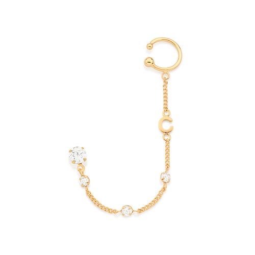 BRINCO COM PIERCING DE PRESSÃO LETRA BANHADO A OURO 18K COM ZIRCÔNIAS-LETRA C