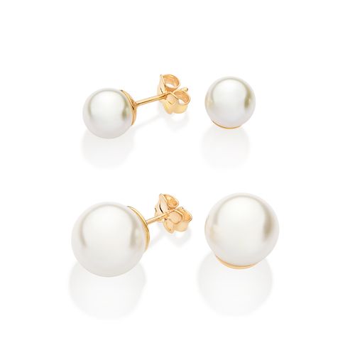 KIT BRINCO BANHADO A OURO 18K COM PÉROLAS SINTETICAS
