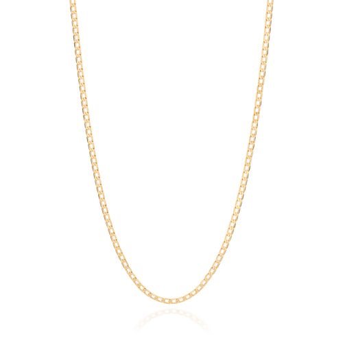 CORDÃO ELO CURTO BATIDO BANHADO A OURO 18K