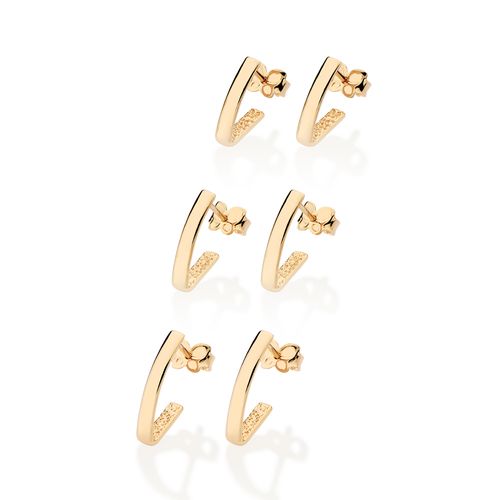 KIT BRINCO MEIA ARGOLA BANHADO A OURO 18K
