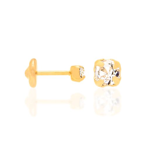 BRINCO SOLITÁRIO INFANTIL BANHADO A OURO 18K COM ZIRCÔNIAS