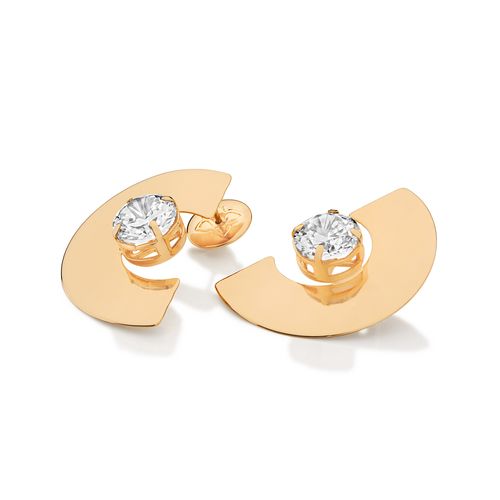 MAXI BRINCO MEIO CÍRCULO BANHADO A OURO 18K COM ZIRCÔNIAS
