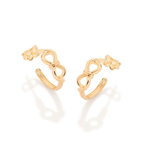 BRINCO MEIA ARGOLA LAÇO BANHADO A OURO 18K