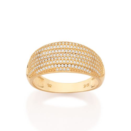 ANEL PAVÊ COM ZIRCÔNIAS BANHADO A OURO 18K