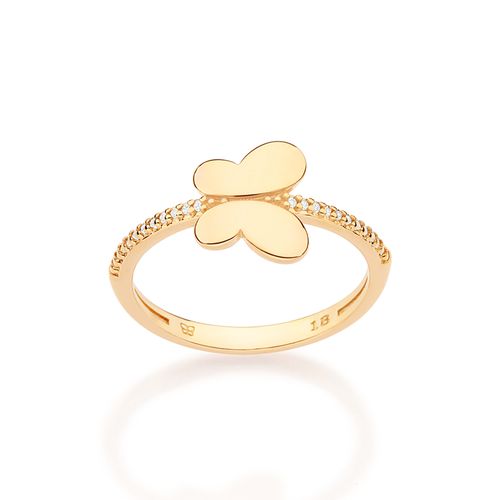 ANEL SKINNY BORBOLETA BANHADO A OURO 18K COM ZRICÔNIAS