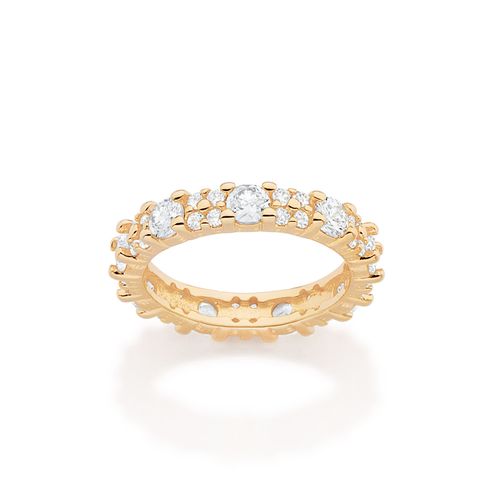 ANEL APARADOR COM ZIRCÔNIAS BANHADO A OURO 18K