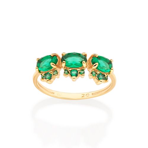 ANEL APARADOR BANHADO A OURO 18K COM ZIRCÔNIAS E CRISTAL