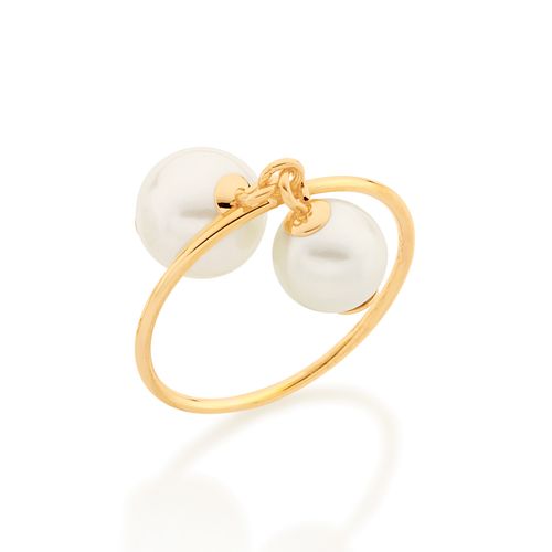ANEL SKINNY RING BANHADO A OURO 18K COM PÉROLAS
