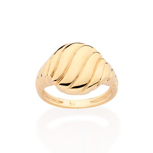ANEL SKINNY ONDULADO BANHADO A OURO 18K