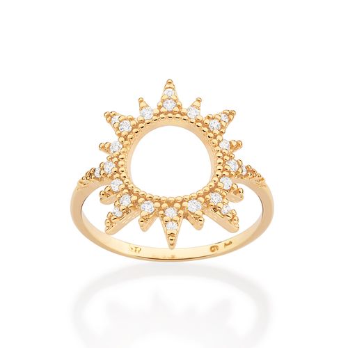 ANEL SOL BANHADO A OURO 18K COM ZIRCÔNIAS