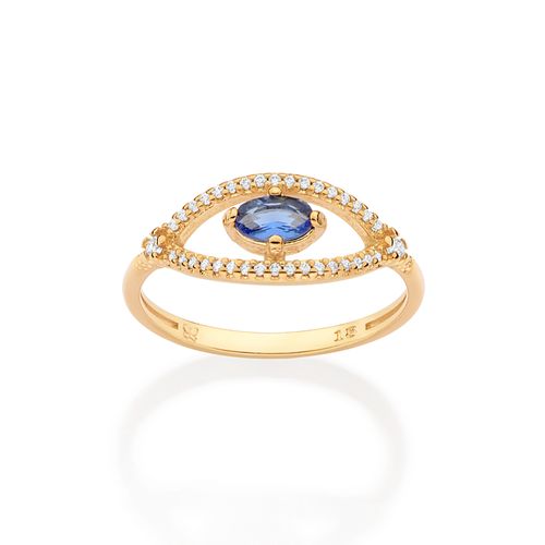 ANEL SKINNY OLHO GREGO BANHADO A OURO 18K COM ZIRCÔNIAS