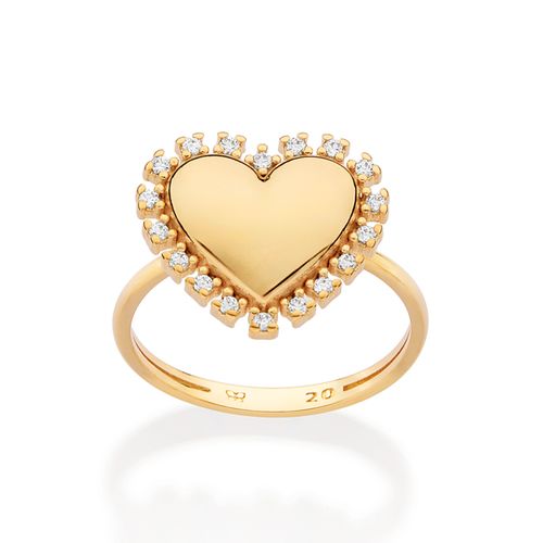 ANEL SKINNY CORAÇÃO BANHADO A OURO 18K COM ZIRCÔNIAS