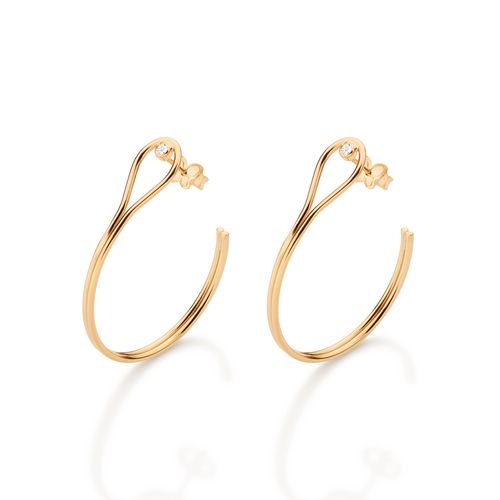 BRINCO ARGOLA FIO DUPLO BANHADO A OURO 18K COM ZIRCÔNIAS