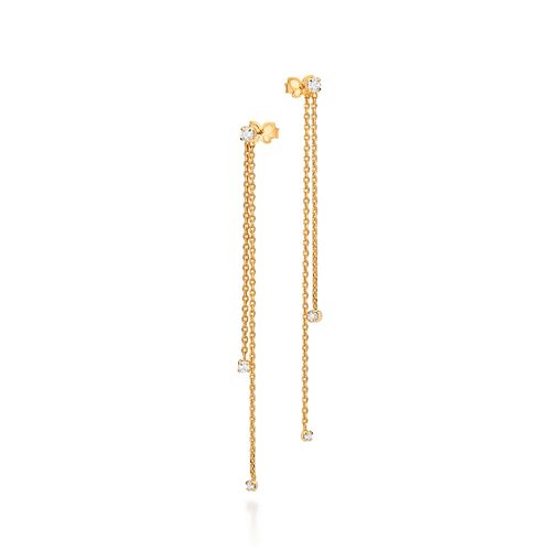 BRINCO PÊNDULO BANHADO A OURO 18K COM ZIRCÔNIAS