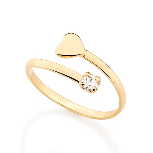 ANEL AJUSTÁVEL BANHADO A OURO 18K COM CRISTAL
