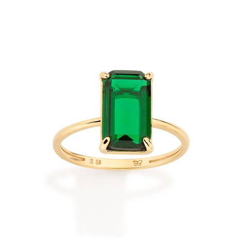 ANEL SOLITÁRIO BANHADO A OURO 18K COM CRISTAL