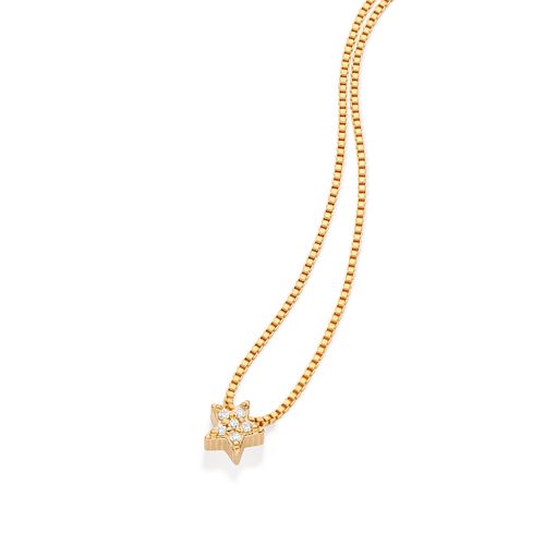 GARGANTILHA COM PINGENTE ESTRELA BANHADO A OURO 18K COM ZIRCÔNIAS