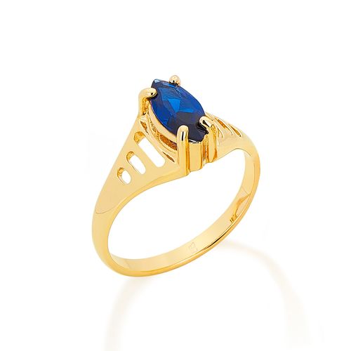 ANEL SOLITÁRIO BANHADO A OURO 18K COM ZIRCÔNIA