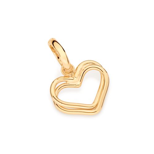 PINGENTE CORAÇÃO DUPLO BANHADO A OURO 18K