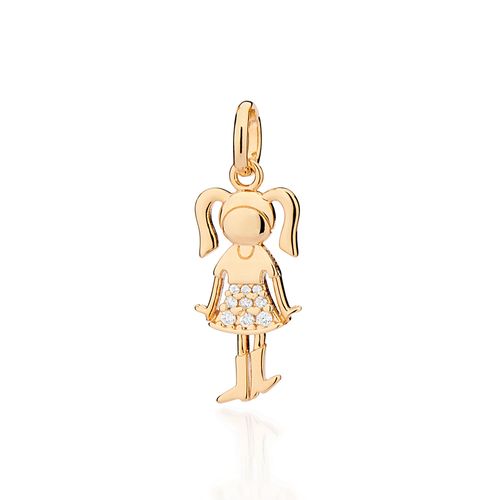 PINGENTE MENINA BANHADO A OURO 18K COM ZIRCÔNIAS
