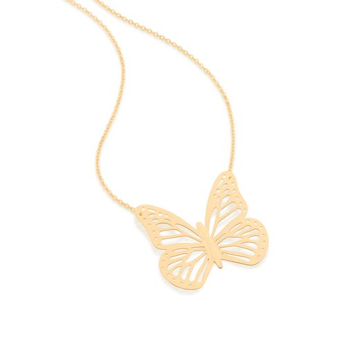 GARGANTILHA BORBOLETA BANHADA A OURO 18K