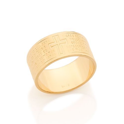 ANEL BANHADO A OURO 18K COM ORAÇÃO DO PAI NOSSO