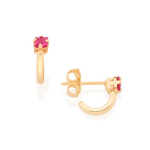 BRINCO INFANTIL BANHADO A OURO 18K MEIA ARGOLA COM ZIRCÔNIAS