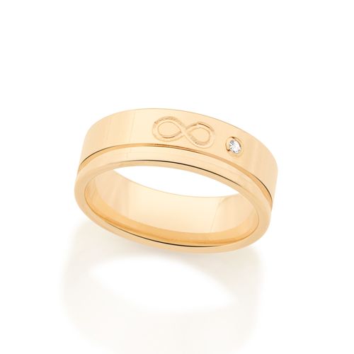 ALIANÇA INFINITO BANHADA A OURO 18K COM ZIRCÔNIA