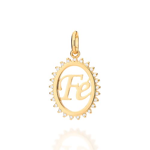 PINGENTE FÉ BANHADO A OURO 18K COM ZIRCÔNIAS
