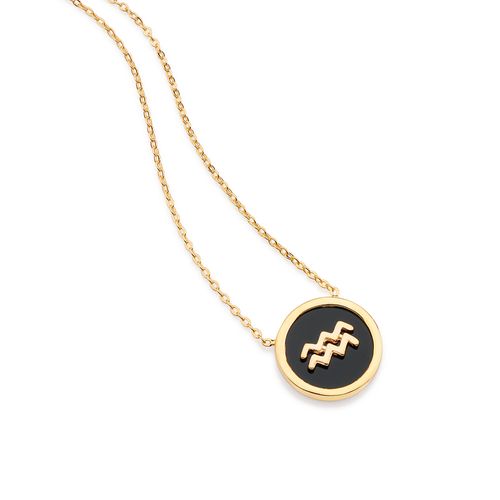GARGANTILHA SIGNO AQUÁRIO BANHADA A OURO 18K
