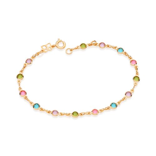 PULSEIRA BANHADA A OURO 18K COM PEDRAS COLORIDAS