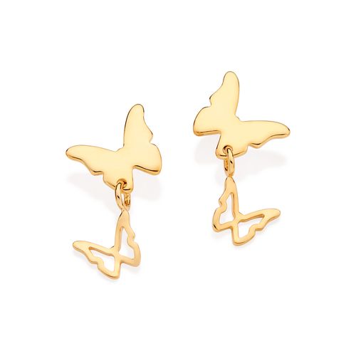 BRINCO BORBOLETA BANHADO A OURO 18K
