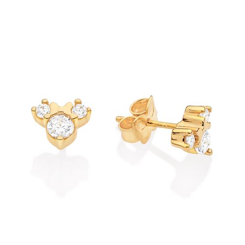 BRINCO MINNIE BANHADO A OURO 18K COM ZIRCÔNIAS