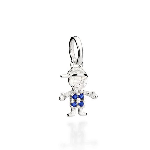 PINGENTE DE PRATA 925 FORMATO MENINO COM ZIRCÔNIAS