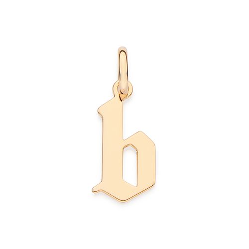 PINGENTE LETRA GÓTICA BANHADA A OURO 18K-LETRA B