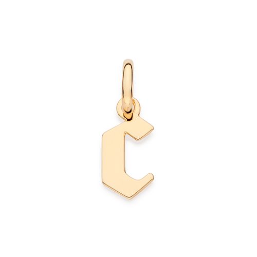 PINGENTE LETRA GÓTICA BANHADA A OURO 18K-LETRA C