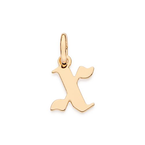 PINGENTE LETRA GÓTICA BANHADA A OURO 18K-LETRA X