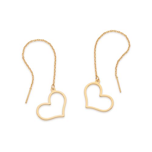 BRINCO PÊNDULO CORAÇÃO BANHADO A OURO 18K