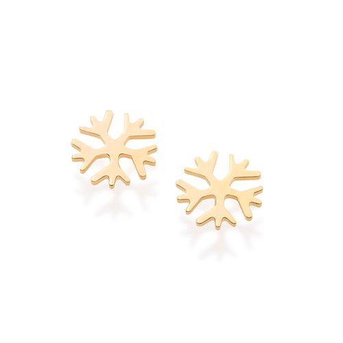 BRINCO INFANTIL FLOCOS DE NEVE BANHADO A OURO 18K
